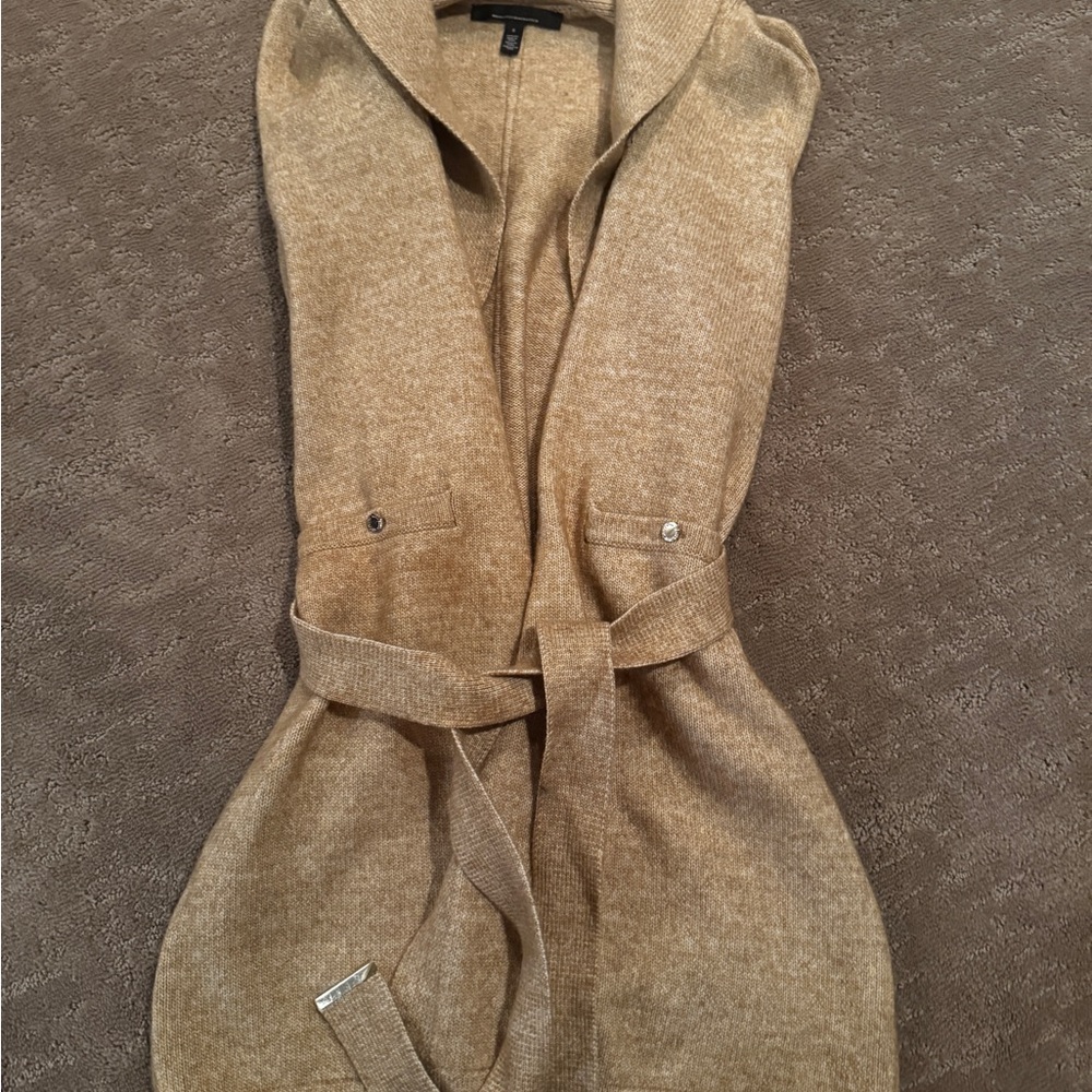 White House Black Market Sleeveless Knit Belted Cardigan-style Vest